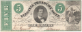 United States Of America Virginia Treasury Note, 5 Dollars, 13. 3.1869